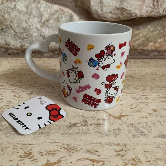 Hello kitty Valentines theme mug with heart shaped Handle - Picture 1 of 8